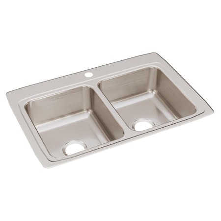 Elkay Lustertone Ss 33 X 22 X 8.1 Equal Double Bowl Drop-In Sink With Quick-Clip LRQ33221